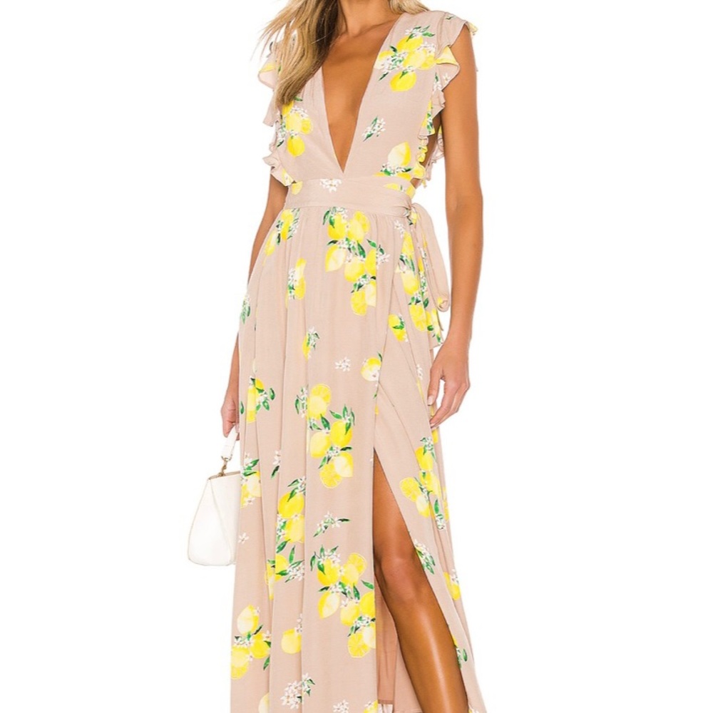 Revolve Majorelle Sweet Pea Dress in Tan Lemon